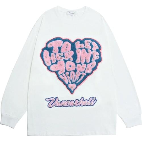 Hip Hop T Shirts Men Embroidery Fashion Winter Long Sleeve Streetwear Oversized T-shirt Cotton Casual Tops Gothic Tees O-Neck