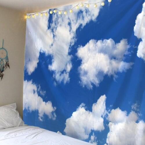 Blue sky and white clouds tapestry simple style sky wall hanging hippie carpet bohemian bedspread dormitory home decoration