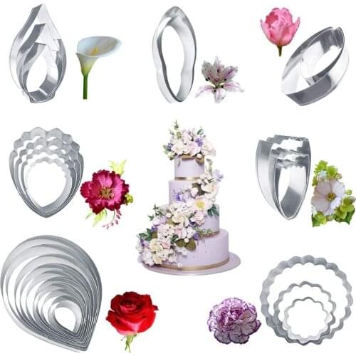Polymer Clay Tool Stainless Steel Cutters Gumpaste Flower DIY Craft Metal Petal Leaf Cookie Cutting Set Fondant Making Mold