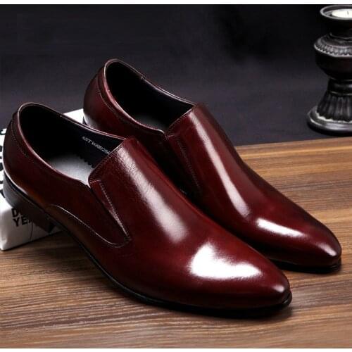 Genuine Leather Quality Concise Men Business Dress Pointy Black Shoes Breathable Formal Wedding Basic Shoe Men zapatos de hombre