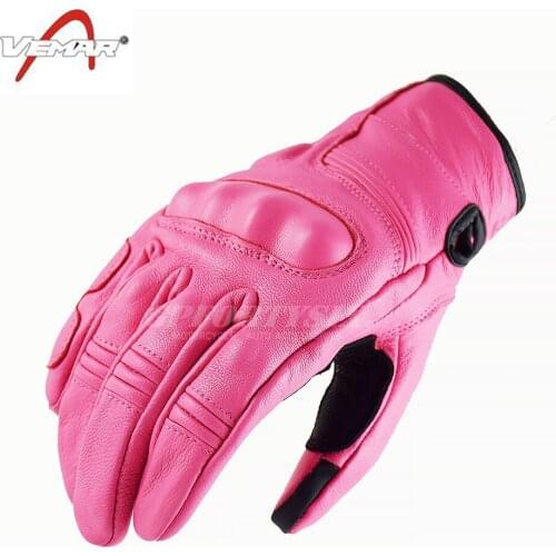 VEMAR Retro Leather Men Motorcycle Gloves Touch Screen Wearable Motocross Gloves Full Finger Men Women Motorcycling Gloves
