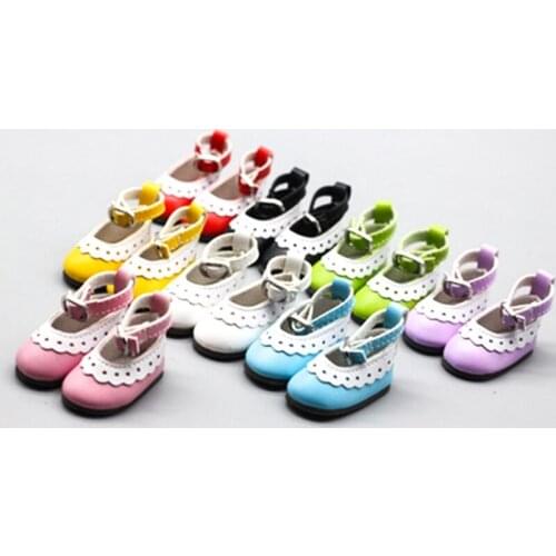 1 Pair 5cm PU Leather Princess Shoes For Doll Fashion Mini Toy Lace Canvas Shoes 1/6 Doll For Russian Doll Accessories