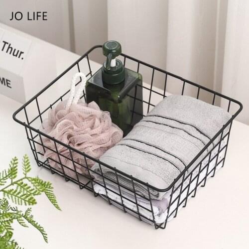 JO LIFE Home Desktop Metal Organizer Sundries Fruit Storage Holder Simple Wrought Iron Storage Basket