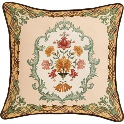 Hand Painting Flowers Pattern Decorative Soft Throw Pillow Case Cushion Covers 18x18 Inches Vintage America Design Beige