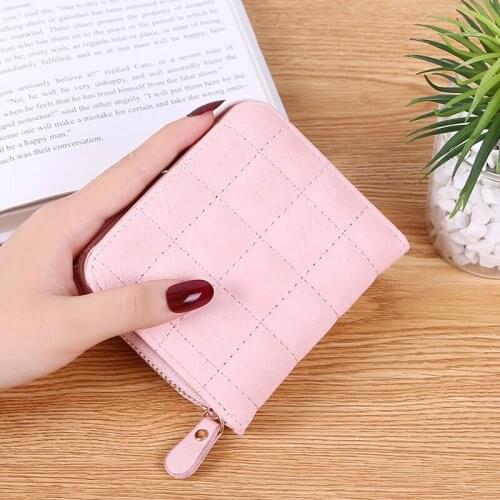 New Fashion Plaid Women Leather Wallet With Coin Purse zipper Small Clutch Money Bag For Woman Short Ladies Purse card holder