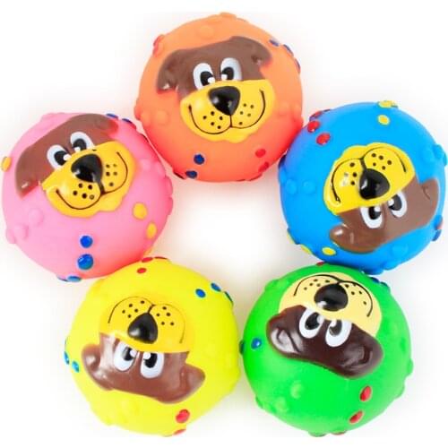 Pet Squeaky Toy For Small Dogs Pet Molar Bite Toys Rubber Dog Smile Face Ball Toy Bite Resistant Dog Toys For Aggressive Chewers