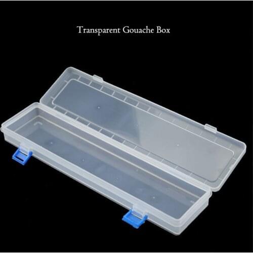 Plastic Transparent Gouache Box Storage Case With Buckle Student Watercolor Brush Organizer Pen Boxes Office Stationery Holders