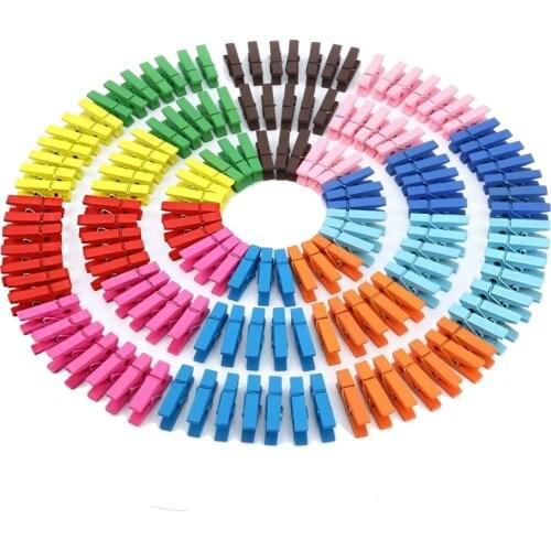 50pcs/Pack DIY Color Mini Wooden Clips Handmade Craft Decorative Photo Clip Clothespin Craft Decoration Pegs Home Office DIY Toy