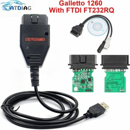 EOBD2 Programmer Galletto 1260 OBD/OBDII ECU Flasher OBDII Compatible Green PCB FTDI FT232RL Read&Write ECU Chip Tuning Tool