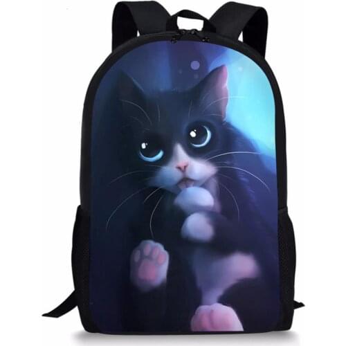 Childrens School Backpack Fantasy Cats Pattern Kids School Book Bags Kawaii Animal Design Paint Womens Travel Backpack