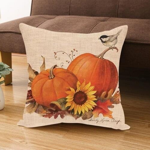 Geometric Cushion Covers Halloween Thanksgiving Day Pumpkin Sunflower Pillow For Home Chair Sofa Decoration Pillowcases