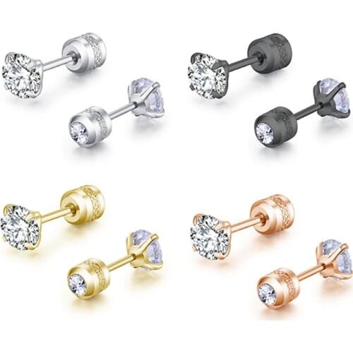 1-2pcs Zircon Cartilage Stud Earrings Tragus Helix Bar Daith Earing Ear Piercing Korean Earring for Women Girl Body Jewelry 20G