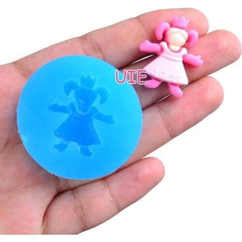 FYL644U 26.6mm x 22.4mm Little Girl Silicone Mold Fondant Cake Decoration Candy Resin Clay Earrings Necklace Craft Soap Candle