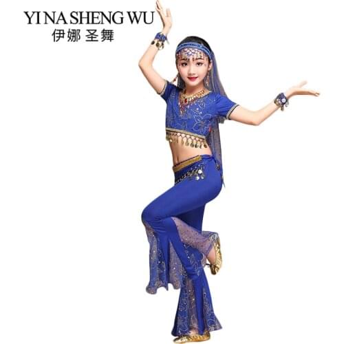 Oriental Girls Dance Costumes Egypt Kids Belly Dance Costumes SetEgyptian Bollywood Indian Belly Dancing Clothing India 3 Color