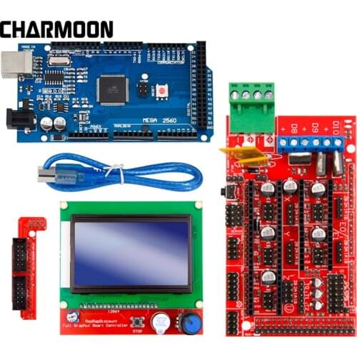 3D Printer Parts Excellent Mega 2560 R3 Mega2560 REV3 +RAMPS 1.4 Controller +RAMPS1.4 LCD 12864 LCD for arduino kit