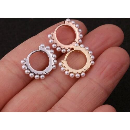 1pc New Arrival Pearl Hoop Cartilage Earring Helix Tragus Daith Conch Rook Snug Ear Piercing Jewelry Gold Color 2020