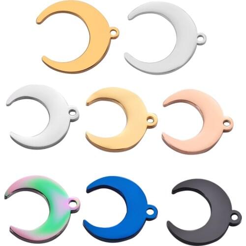 10pcs Stainless Steel Ox Horn Charms Moon DIY Charms Pendant Necklace earring Bracelet Jewelry Making Supplies Accessories