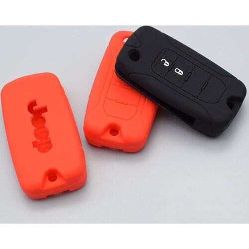 10 units Silicone rubber key Case Cover Shell for Jeep Renegade hard steel 2016 flip folding 2 two buttons remote protect