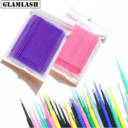 100pcs/Pack Durable Disposable Micro Make Up Brushes Eyelash Extension Eye Lash Glue Brush Micro applicators Sticks Makeup Tools