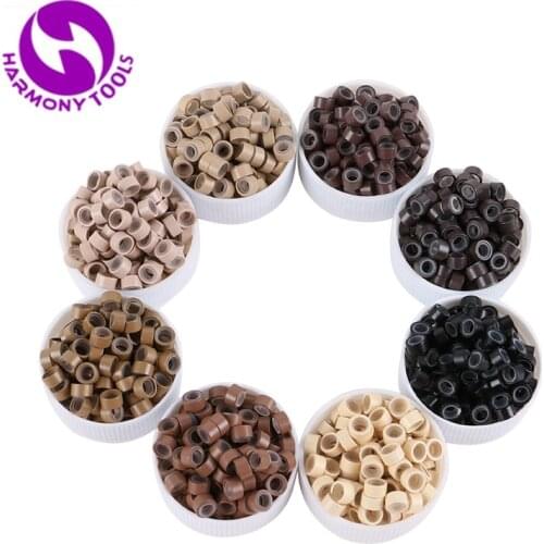 1000pcs Silicone Micro Rings 5.5x3.5x3.5mm Aluminum Micro Tubes Beads Used For I-tip hair extensions