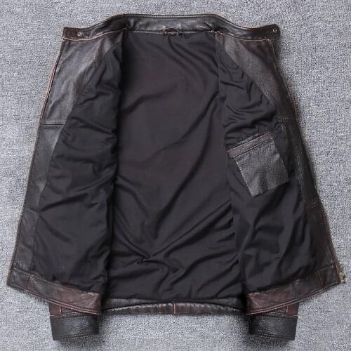 2020 Vintage Black Men Short Skulls Motorcycle Leather Jacket Plus Size XXXL Genuine Cowhide Spring Slim Fit Coat FREE SHIPPING