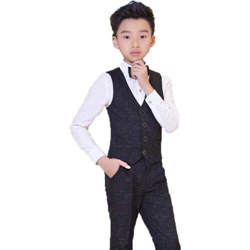 4pcs Children Formal Suits Sets Flower Boys Wedding Prom Performance Costumes Kids Spring Summer Flower Boys Tuxedos Clothes