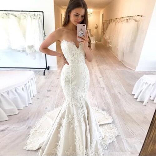 White Ivory Mermaid Wedding Dress Sweetheart Neckline Elegant Vestidos de novia Wedding Gowns Bride Dresses Robe Mariee Dentelle