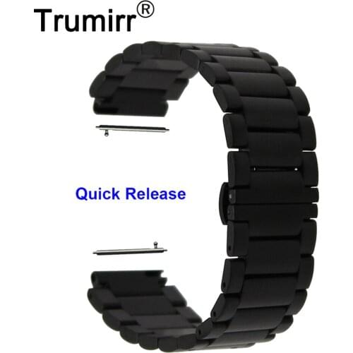 Quick Release Watch Band 18mm for Withings Activite / Steel / Pop Stainless Steel Strap Butterfly Deployment Buckle Bracelet