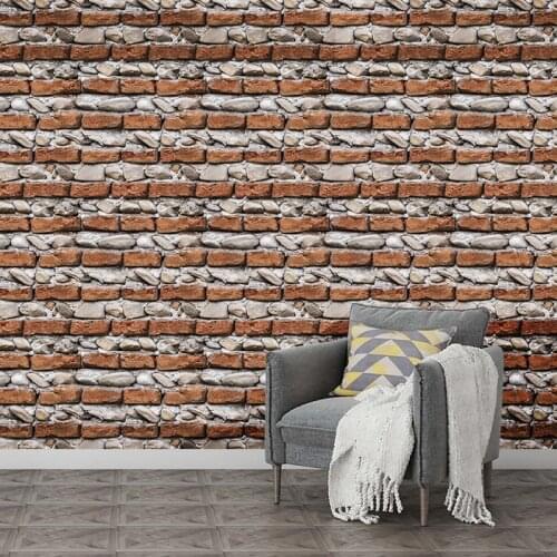 Brick Stone Waterproof PVC Vinyl Self Adhesive Wallpaper for Kitchen Bathroom Living Room Bedroom Home Decor Wall Stickers Paper