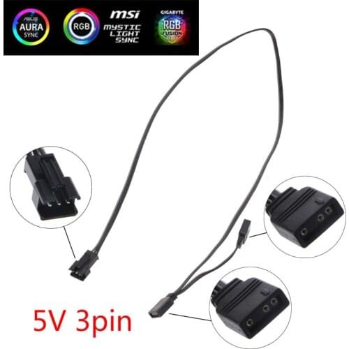 ARGB Light Control 5V 3Pin Extension Cable Adapter Cord Line for AURA AS-US/MSI Motherboard Spliter
