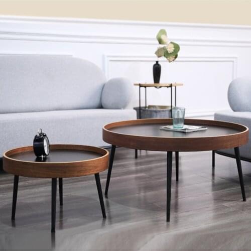 Round Coffee tables Minimalist Wood metal Casting Sofa Side Table Bedside Tea Tray Floor Center End Table house decor