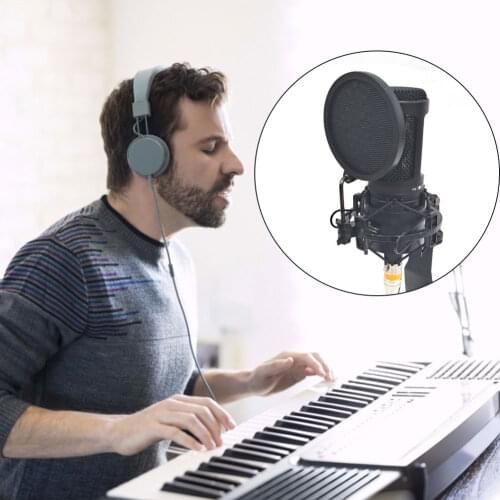 Microphone Pop Filter 3 inch Dual Layered Mic Mask Rotatable Pop Shield Screen Microphone Accessories