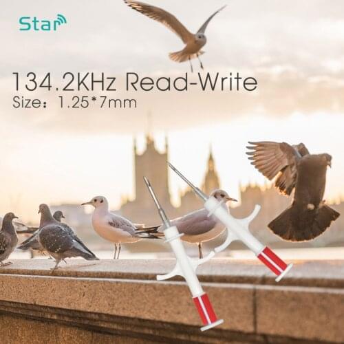 Mini Size 1.25x7mm Microchip Syringes ISO11784/5 Pet animal injector 134.2KHz Rfid chip implant Vet Injector Animal ID Dog Tag