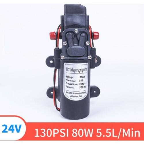 DC 24V 130PIS 80W 5.5L/Min High Quality Small Safety High Pressure Miniature Diaphragm Self-priming Pump