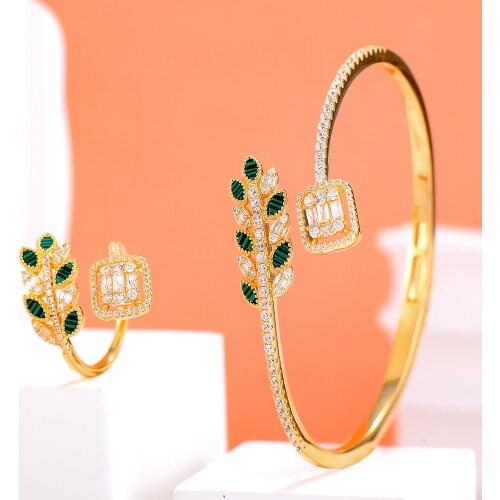 Missvikki High Quality Trendy Bangle Ring Jewelry Set For Girl Gift Bridal Wedding Accessories Micro Pave Cubic Zirconia Stones