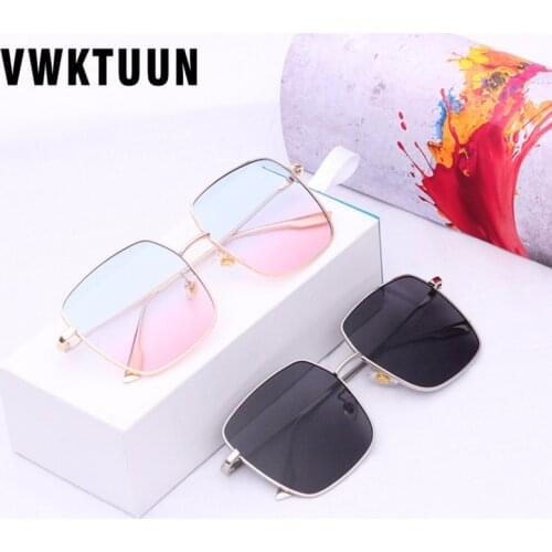 VWKTUUN Trendy Sunglasses Women Square Glasses UV400 Points Vintage Gold Frame Sunglass Mirror Shades Lover Sunglass