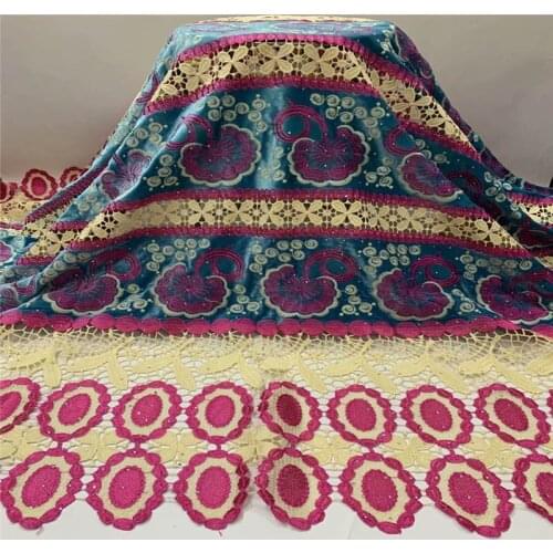 2020 Latest High Quality African Flannel Mesh Cord Embroidered beaded Lace Fabric 5 Yards For Party Wedding Dress! ZQF10122