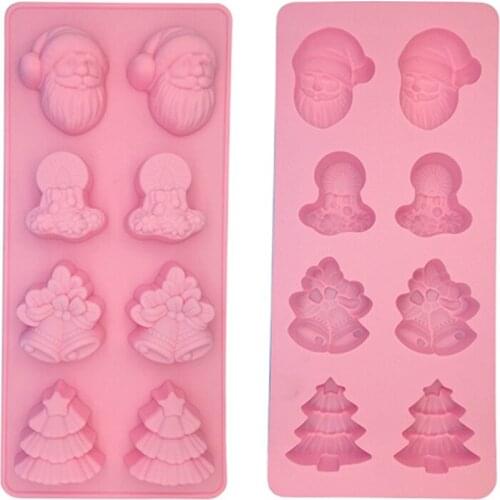 New Year Silicone Cake Mold Christmas Tree Santa & Bell Shape Fondant Mould DIY Kitchen Decorating Tools Cupcake Sugarcraft Mold