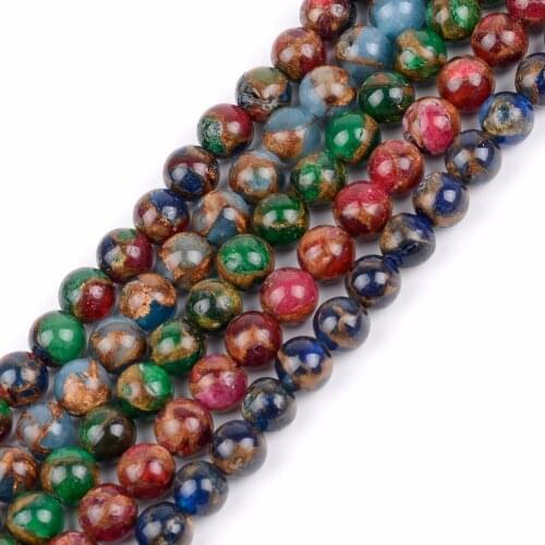 Wholesale Natural Round Cloisonne Stone Beads Diy Bracelet Necklace Jewellery 6 8 10mm Spacer Beads Making Jewelry Accessories