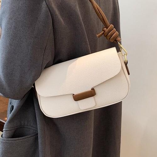 Simple Small Crossbody Bags Trending Leather Womens White Bag Casual Design Female Handbags Solid Color Retro Tote Shoulder Bag