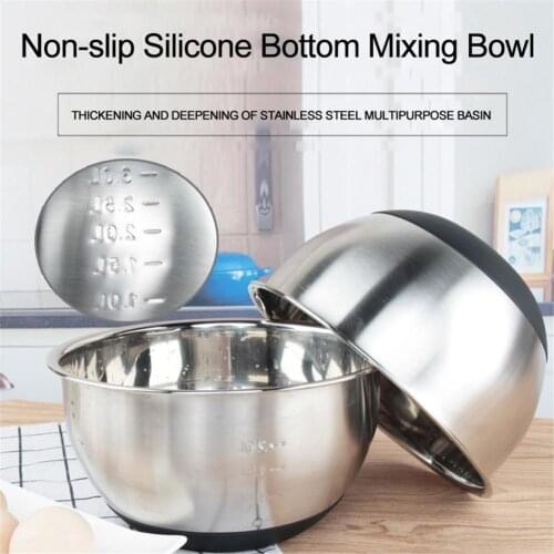 Mixing Bowls Stainless Steel Bowls Anti-Slip Silicone Bottom for Kitchen Cooking Baking Salad