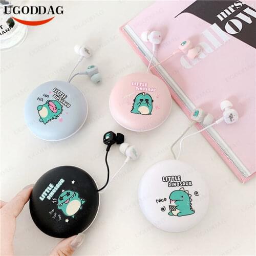 Headphones wired Cartoon dinosaur Earphone Earphones with microphone Headset with MIC Earplugs Handfree in ear Earphone Earbuds