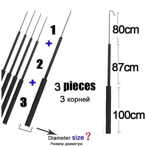 8.8mm-11.7mm 3 pieces Fishing rod tip Spare 1,2,3 sections Tanwan Fishing rod full Short size Hollow Carbon Accessories sturdy