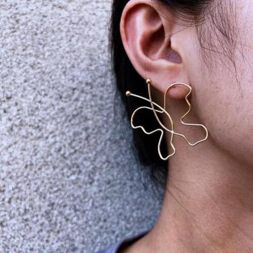 Docona Gothic Punk Butterfly Earrings for women Gold Metal Alloy Pendant Drop Dangle Earring Jewelry Gift Pendientes 14636