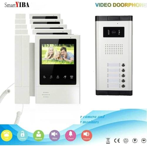 SmartYIBA 5 Units Colored Villa Video Doorbell Intercom Multi Apartment Door Bell Camera Home Security Video Door Phone