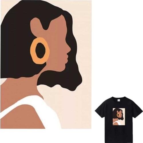 Fashion Girl Iron-On Transfer For Clothing A-Level Washable Woman T-Shirts Stickers Abstract Art Fresh Style Patches On Clothes