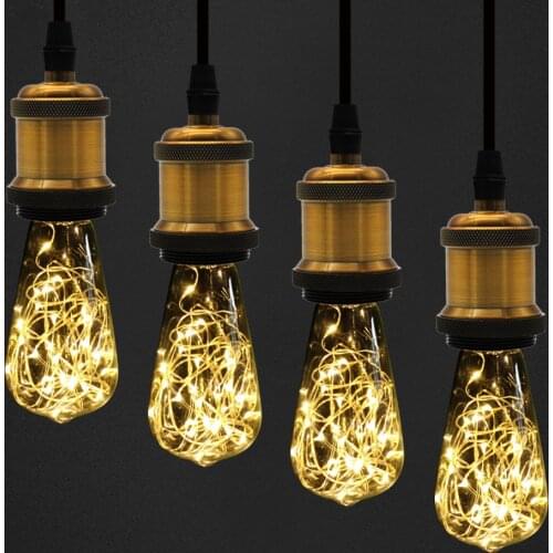 LED Edison String Light Bulb E27 AC85-265V ST64 Warm Colorful Lighting LED Copper Wire Bulb Home Decor Holiday Night Light Lamp