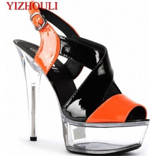 Women fashion party color block shoes 15cm summer Platform shoes 6 inch bottom high heels yellow/green/blue