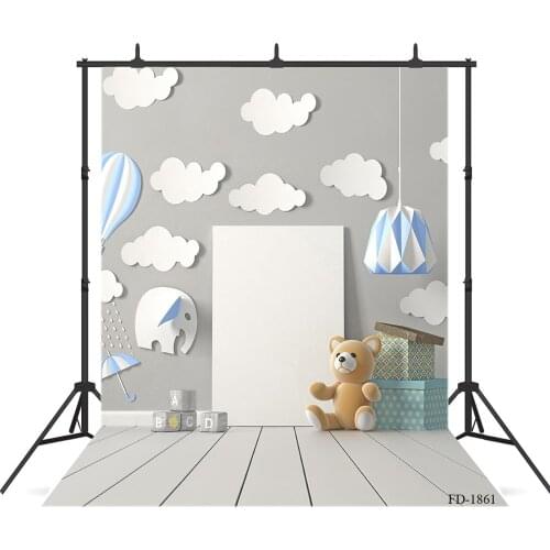 Cartoon Wall White Wooden Board Floor Vinyl Photography Backgrounds For Children Baby Birthday Party Studio Photo Backdrop Props