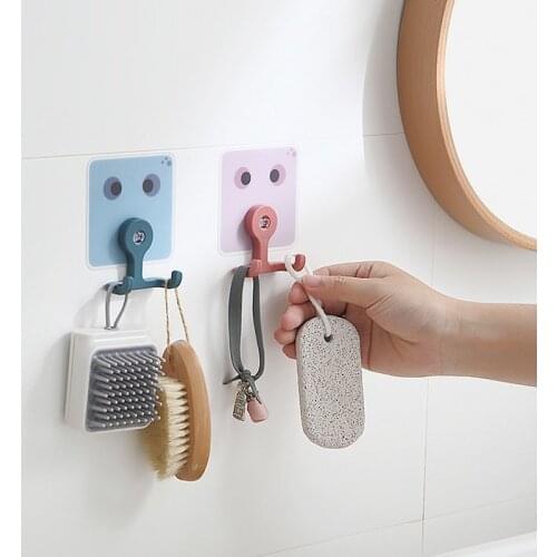 360 Rotating Rotatable double-head Hook Creative Viscose Seamless Hook Free Punch Double-Head Hook Kitchen Bathroom Storage